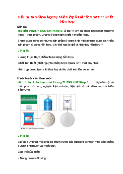 Giải SGK Khoa học tự nhiên lớp 6 Bài 15 (Chân trời sáng tạo): Chất tinh khiết – Hỗn hợp