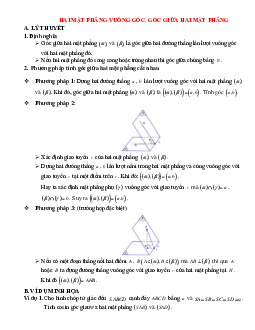 Bài tập Toán hình 11 Bài 4 có đáp án: Hai mặt phẳng vuông góc