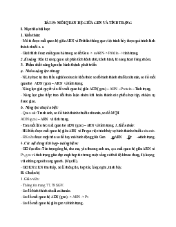 Giáo án Sinh học 9 Bài 19: Mối quan hệ giữa gen và tính trạng mới nhất