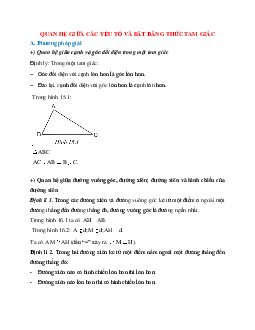 Cách giải Quan hệ giữa các yếu tố và bất đẳng thức tam giác