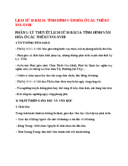 Lịch Sử 10 Bài 24 (Lý thuyết và trắc nghiệm): Tình hình văn hóa ở các thế kỉ XVI-XVIII