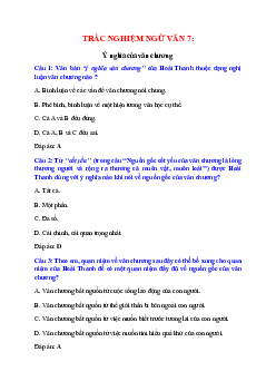 Trắc nghiệm Ý nghĩa của văn chương có đáp án – Ngữ văn lớp 7