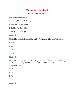 10 câu Trắc nghiệm Bài luyện tập 7 có đáp án 2024 – Hóa học lớp 8