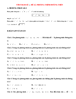 Bài tập về Tìm tham số m để thỏa mãn phương trình đường tròn chọn lọc