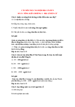 44 câu Trắc nghiệm Địa lí 9 Địa lí dân cư có đáp án 2023