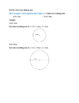 Vẽ hình tròn có đường kính: d = 4cm; d = 6cm