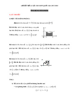 Phương pháp giải về Ứng dụng của tích phân 2023 (lý thuyết và bài tập)