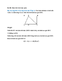 Cho hình chữ nhật có chiều dài 13,5m và chiều rộng 10,2m. Tính diện tích hình tam giác EDC