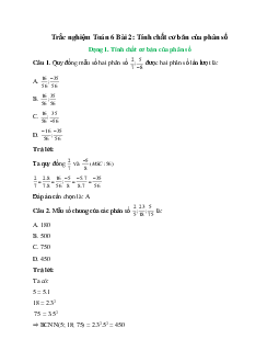24 câu Trắc nghiệm Tính chất cơ bản của phân số (Chân trời sáng tạo) có đáp án 2024 – Toán 6