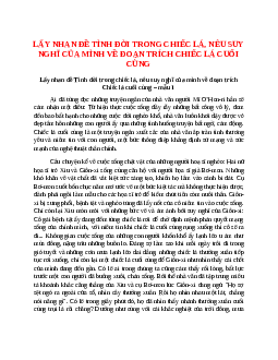 TOP 21 bài Lấy nhan đề Tình đời trong chiếc lá, nêu suy nghĩ của mình về đoạn trích Chiếc lá cuối cùng 2023 SIÊU HAY