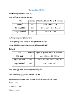 Toán lớp 5 trang 155 Ôn tập về đo thể tích