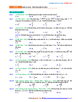 Trắc nghiệm Ôn thi THPT QG Toán 12: Câu hỏi khối đa diện - thể tích khối đa diện mức độ nhận biết