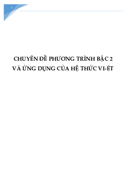 Phương trình bậc hai và ứng dụng của định lí Vi-ét