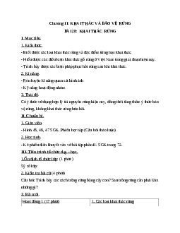 Giáo án Công Nghệ 7 Bài 28: Khai thác rừng mới nhất