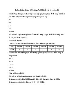 19 câu Trắc nghiệm Toán 6 Chương 9 (Chân trời sáng tạo): Một số yếu tố xác suất có đáp án 2024