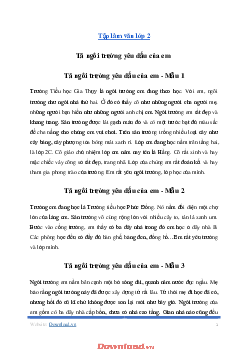 Mẫu bài văn lớp 2 về chủ đề Tả ngôi trường yêu dấu của em môn Tiếng Việt (18 mẫu)