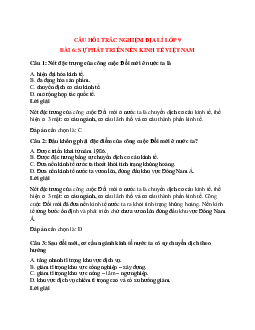 29 câu Trắc nghiệm Địa lí 9 Bài 6 có đáp án 2023: Sự phát triển nền kinh tế Việt Nam