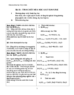 Giáo án Hóa học 10 bài 33: Axit sunfuric- Muối sunfat mới nhất