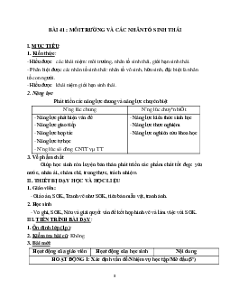 Giáo án Sinh học 9 Bài 41: Môi trường và các nhân tố sinh thái mới nhất - CV5555