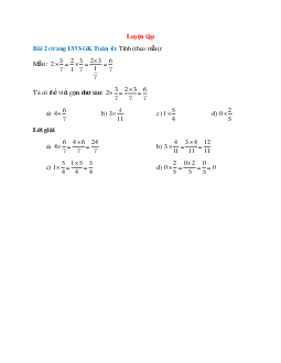 Tính (theo mẫu): Mẫu: 2x3/7=2/1x3/7