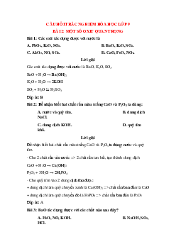35 câu Trắc nghiệm Một số oxit quan trọng có đáp án 2023 – Hóa học lớp 9
