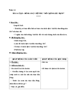 Giáo án lịch sử 5 bài 14: thu - đông 1947, việt bắc “mồ chôn giặc pháp” mới nhất