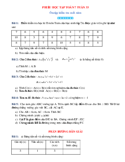 Phiếu bài tập tuần 33 - Toán 7