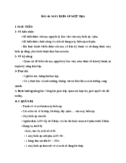 Giáo án Công Nghệ 8 Bài 46: Máy biến áp một pha mới nhất - CV5512