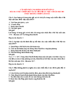 14 câu Trắc nghiệm Lịch sử 12 Bài 18 có đáp án 2023: Những năm đầu của cuộc kháng chiến toàn quốc chống thực dân Pháp (1946-1950) - Phần 2