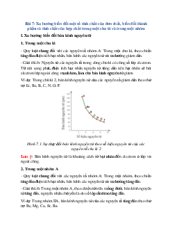 Lý thuyết Xu hướng biến đổi một số tính chất của đơn chất, biến đổi thành phần và tính chất của hợp chất trong một chu kì và trong một nhóm (Cánh diều 2024) hay, chi tiết | Hóa học 10