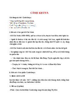 Cảnh khuya – nội dung, dàn ý phân tích, bố cục, tóm tắt