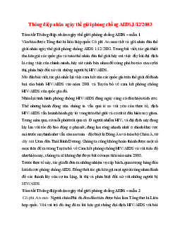 2 mẫu Tóm tắt Thông điệp nhân ngày thế giới phòng chống AIDS 01/12/2003 nhanh nhất, ngắn gọn