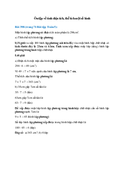 Một hình lập phương có diện tích toàn phần là 294cm2