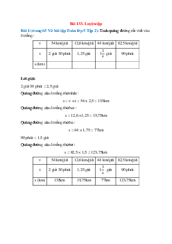 Tính quãng đường rồi viết vào ô trống: v: 54 km/giờ; 12,6 km/giờ; 44 km/giờ