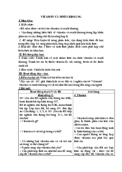Giáo án Sinh học 8 Bài 34: Vitamin và muối khoáng mới, chuẩn nhất