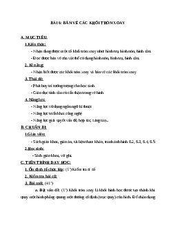 Giáo án Công Nghệ 8 Bài 6: Bản vẽ các khối tròn xoay mới nhất - CV5555