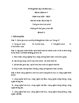 Bộ 30 Đề thi Giữa kì 1 Địa lí lớp 11 năm 2023 có đáp án