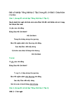 Vở bài tập Tiếng Việt lớp 2 Tập 2 trang 63, 64 Bài 3: Cháu thăm nhà Bác – Chân trời sáng tạo