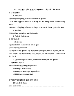 Giáo án Công Nghệ 8 Bài 52: Thực hành thiết bị đóng cắt và lấy điện mới nhất