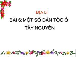 Giáo án Địa lý lớp 4 Bài 6: Một số dân tộc ở Tây Nguyên