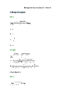 50 Bài tập Giới hạn của hàm số (có đáp án)- Toán 11