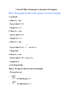 Chuyên đề Hàm số lượng giác và phương trình lượng giác 2023 hay, chọn lọc