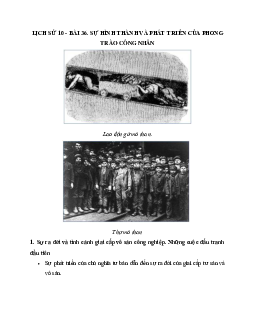 Lý thuyết Lịch sử 10: Bài 36: Sự hình thành và phát triển của phong trào công nhân mới nhất