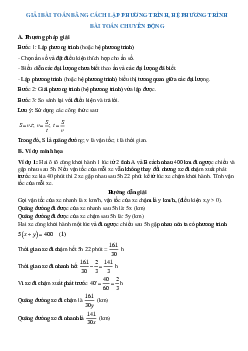 Giải bài toán bằng cách lập phương trình - Bài toán vận tốc