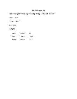 Đặt tính rồi tính:  70,64 - 26,8