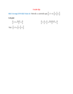 Tính rồi so sánh kết quả 2/5x3 và 2/5+2/5+2/5