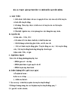 Giáo án Công Nghệ 8 Bài 31: Thực hành truyền và biến đổi chuyển động mới nhất