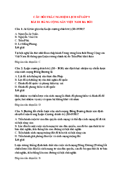 39 câu Trắc nghiệm Lịch sử 9 Bài 18 có đáp án 2023: Đảng Cộng sản Việt Nam ra đời