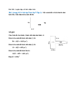 Một mảnh đất có kích thước như hình bên. Tính diện tích mảnh đất đó