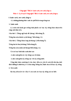 Công nghệ 7 Bài 21 (Lý thuyết và trắc nghiệm): Luân canh, xen canh, tăng vụ